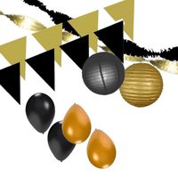 Zwart en Gouden feestartikelen decoratie pakket XXL   - - thumbnail