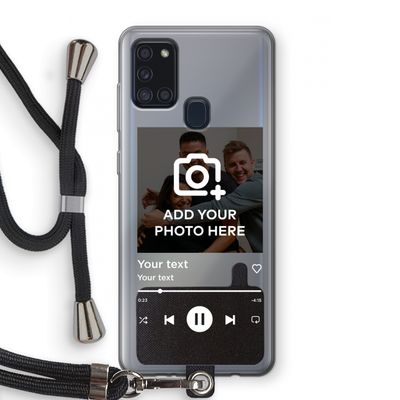 Music Player: Samsung Galaxy A21s Transparant Hoesje met koord