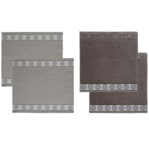 DDDDD Keukendoeken En Theedoeken Set Lace Grey (2+2 stuks)