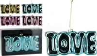 Kerstornament Love Glas 7cm Assorti 1st