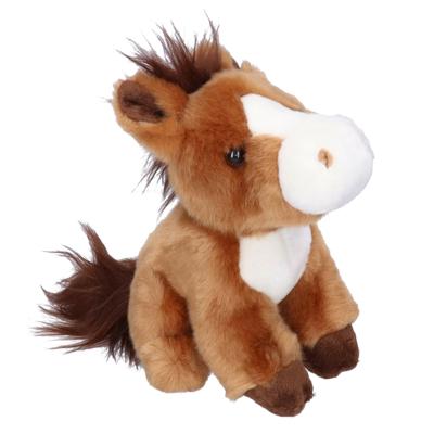Pony/paard pluche knuffeldier - 18 cm - bruin - boerderijdieren knuffels Pony/paard pluche knuffeldier - 18 cm - bruin - boerderijdieren knuffels