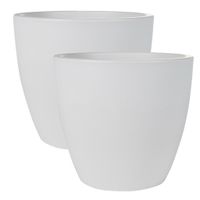 2x stuks plantenpot/bloempot in een strakke Scandinavische look wit Dia 20 cm en Hoogte 19 cm