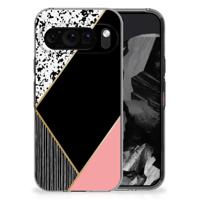 Google Pixel 9 Pro XL | TPU Hoesje | Zwart Roze Vormen