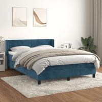 Boxspring met matras fluweel donkerblauw 140x190 cm