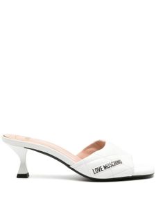 Love Moschino logo-print 65mm quilted mules - Blanc