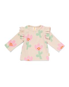 HEMA Newborn T-shirt Bloem Ecru (ecru)