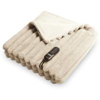 Duux Yentl Overblanket Stripped Rabbit Faux Fur (200 x 200) Elektrische deken Beige