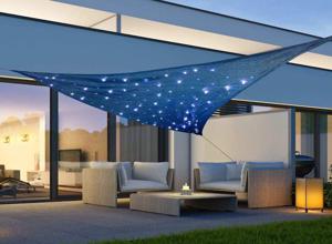 Zonnedoek met 100 LED's - Blauw - 3,6 x 3,6 x 3,6M