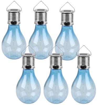 Sunnydays Solar sfeer hanglamp - 6x - tuin - lampenbol - blauw - kunststof - 15 cm