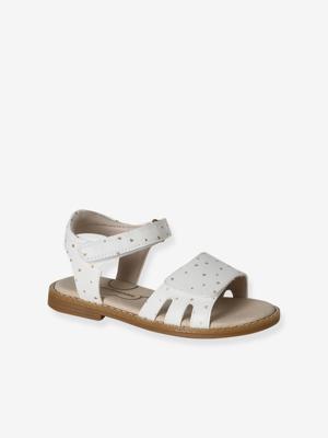 Glitzersandalen met klittenband voor kinderen, kleutercollectie wit, bedrukt
