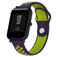 Dubbele kleur siliconen Sport polsband voor Huawei Watch serie 1 18mm (paars + mintgroen)
