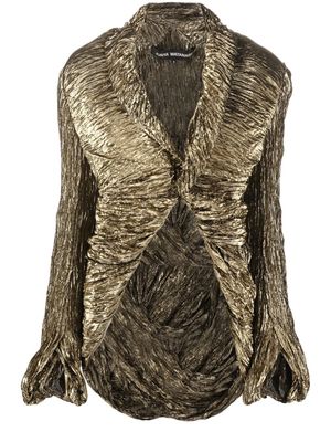 Junya Watanabe blazer froissé à design ouvert - Or