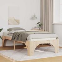 Bedframe met opslag Bruin 90 x 190 cm Massief grenenhout