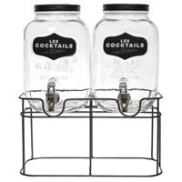 Home Deco Factory Drankdispenser - 8.0 liter - glas - limonadetap - waterdispenser - Dubbele tap
