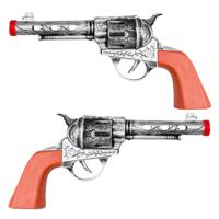 Boland Pistool/revolver - 2x - zilver - 20 cm - kunststof - western thema - verkleedaccessoire