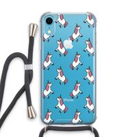 Eenhoorns overal: iPhone XR Transparant Hoesje met koord