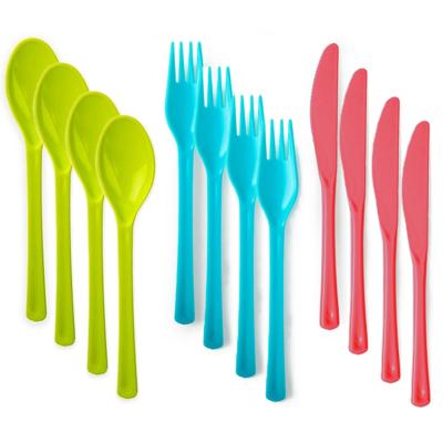 Bestek van kunststof - 48x - herbruikbaar plastic - 19 cm - BBQ / Verjaardag / Camping / Party