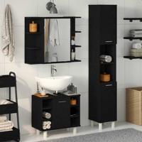 Badkamermeubelset 3 pcs Zwart 30 x 30 x 179.5 cm Bewerkt hout