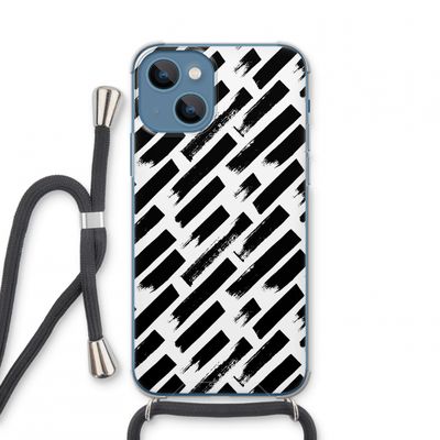 Zwarte vegen: iPhone 13 mini Transparant Hoesje met koord