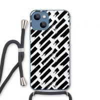 Zwarte vegen: iPhone 13 mini Transparant Hoesje met koord