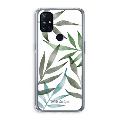 Tropical watercolor leaves: OnePlus Nord N10 5G Transparant Hoesje