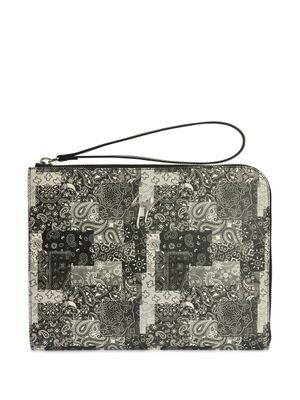 Giuseppe Zanotti pochette en cuir à motif cachemire - Noir