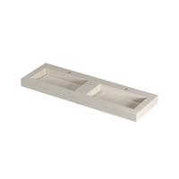INK Pitch Wastafel keramische slab bak dubbel met drain en front en side skirts 2 kraangaten 140x45x9 Travertin mat