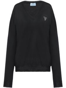 Prada pull en cachemire à col v - Noir