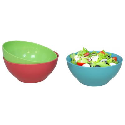 Gerimport Picknick/camping kommen/snack schaaltje - 3x stuks - multi - kunststof - herbruikbaar
