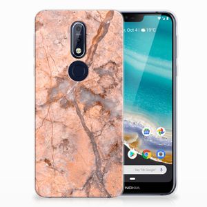 Nokia 7.1 TPU Siliconen Hoesje Marmer Oranje