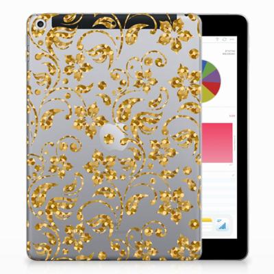 Apple iPad 9.7 2018 | 2017 | Siliconen hoesje | Gouden Bloemen