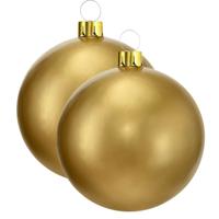 Mega grote decoratie kerstbal - 2x - 65 cm - goud - opblaasbaar