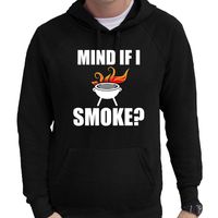 Mind if I smoke bbq / barbecue cadeau hoodie zwart voor heren - thumbnail