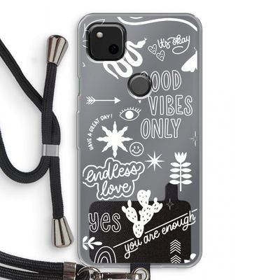 Good vibes: Pixel 4a Transparant Hoesje met koord