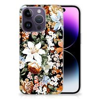 TPU Case voor Apple iPhone 14 Pro Dark Flowers - thumbnail