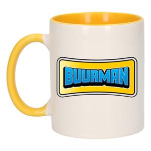 Cadeau koffie/thee mok voor je buurman - beste buurman - geel - 300 ml