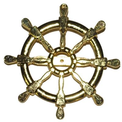 Gouden matroos/zeeman - broche scheepsroer - D7 cm