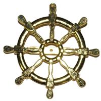 Gouden matroos/zeeman - broche scheepsroer - D7 cm