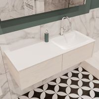 Mondiaz Lush Cloud badmeubel underlayment 120 cm 2 lades solid surface enkele spoelbak rechts 1 kraangat
