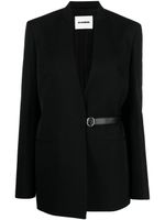 Jil Sander blazer ceinturé à design sans col - Noir - thumbnail