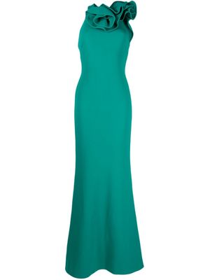 Elie Saab robe volantée à dos-nu - Vert Elie Saab robe volantée à dos-nu - Vert