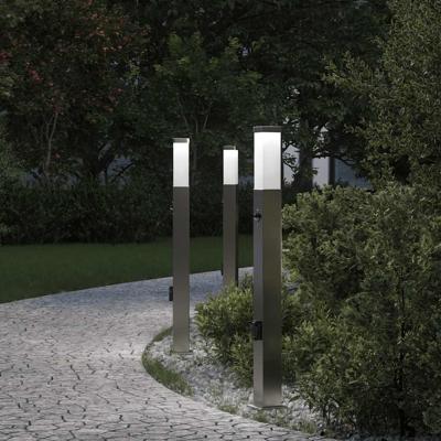 Bolderverlichting met sensor en stopcontact 3 stuks 80 cm roestvrij staal IP44