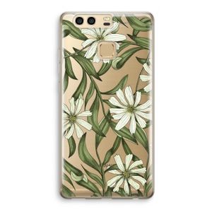 Wit bloemenpatroon: Huawei P9 Transparant Hoesje