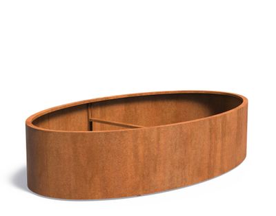 Cortenstaal plantenbak Ellipse 280x160x60cm.