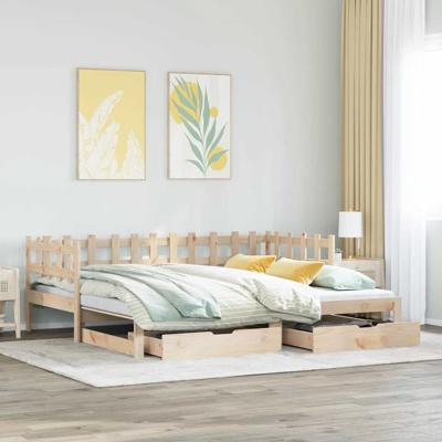 Slaapbank met onderschuifbed en lades zonder matras 90x190 cm