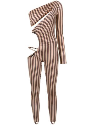 Amir Slama combinaison rayée à design asymétrique à une épaule - Multicolore