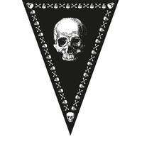 Piraten doodshoofd thema vlaggetjes slinger/vlaggenlijn zwart van 5 meter - Vlaggenlijnen
