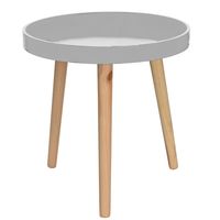 Bijzettafel/salontafel - wit - hout - rond - 40 x 39 cm   -