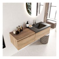 Mondiaz Bukla 140cm badmeubel met module 60 kleur washed oak 2 lades met wastafel rechts 1 kraangat kleur urban
