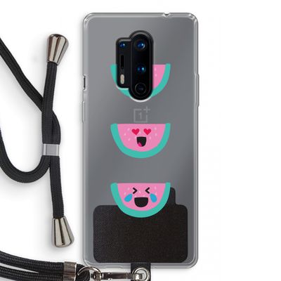 Smiley watermeloen: OnePlus 8 Pro Transparant Hoesje met koord